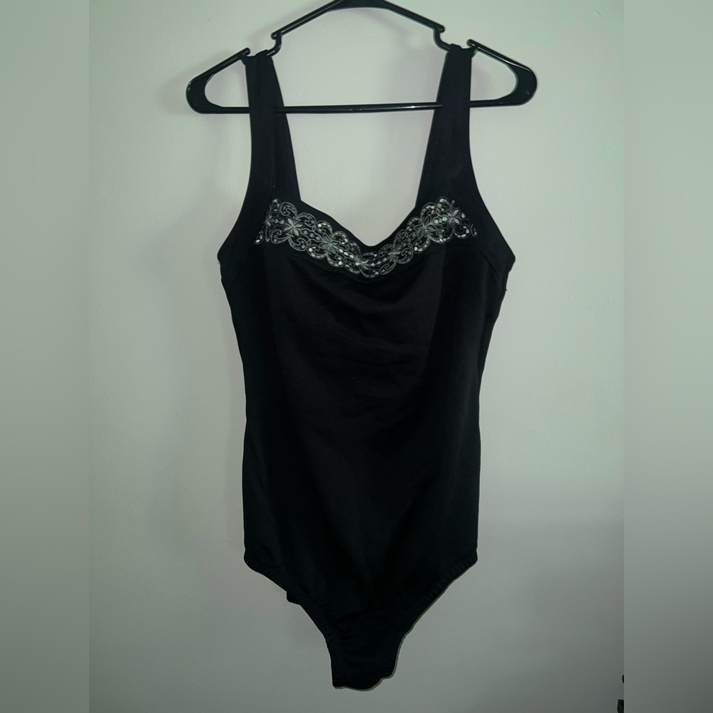 Black swimsuit with Silver Embellishments